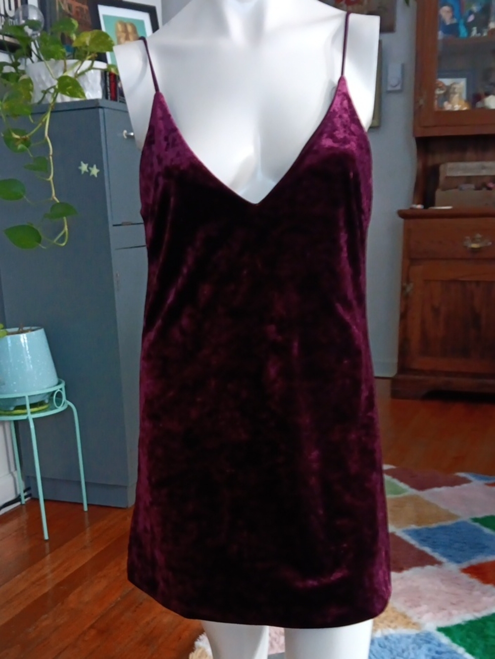 Kendall & Kylie Burgundy Velvet Slip Dress